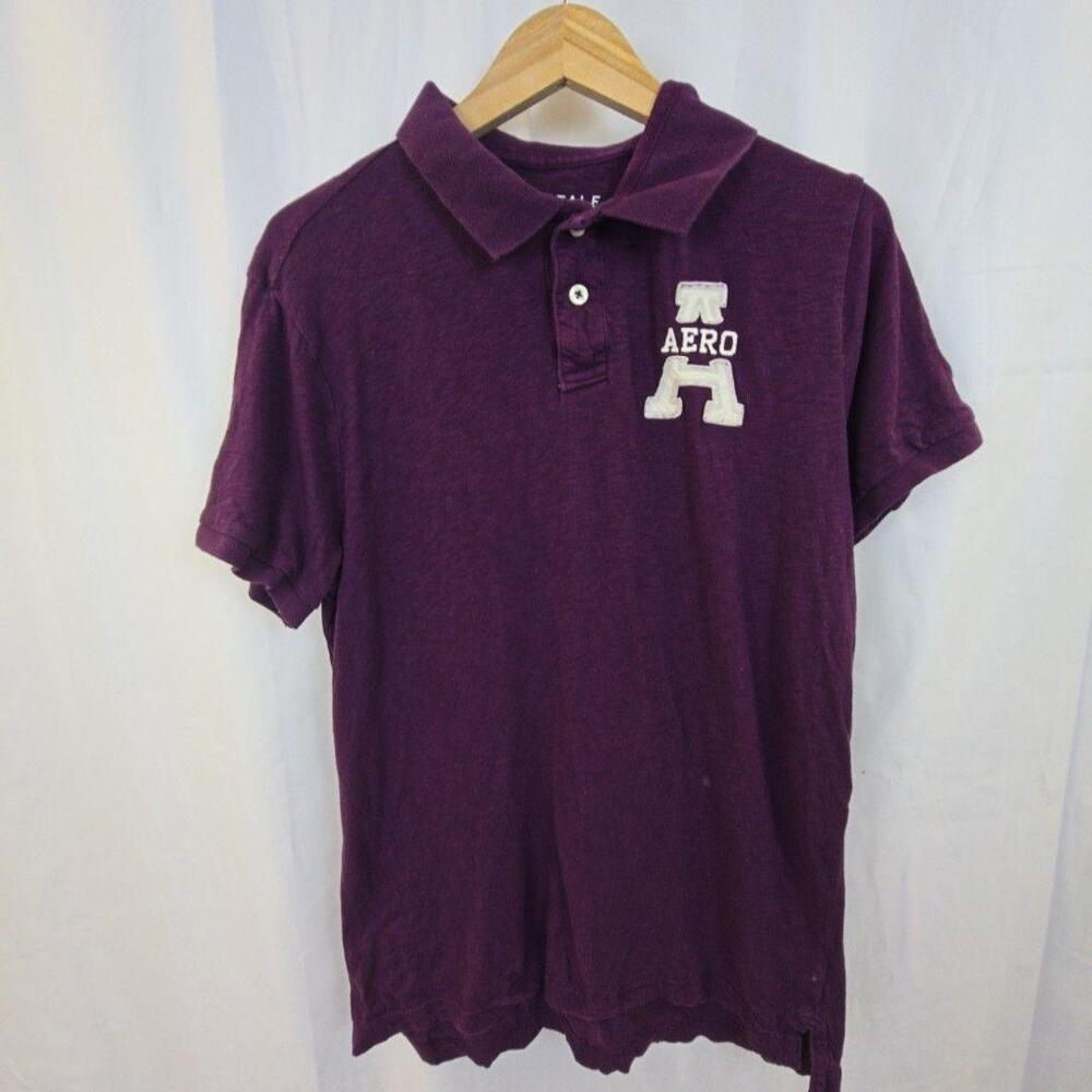 Aeropostale Polo Shirt Mens XL Purple AERO Logo 100% Cotton Short Sleeve Casual